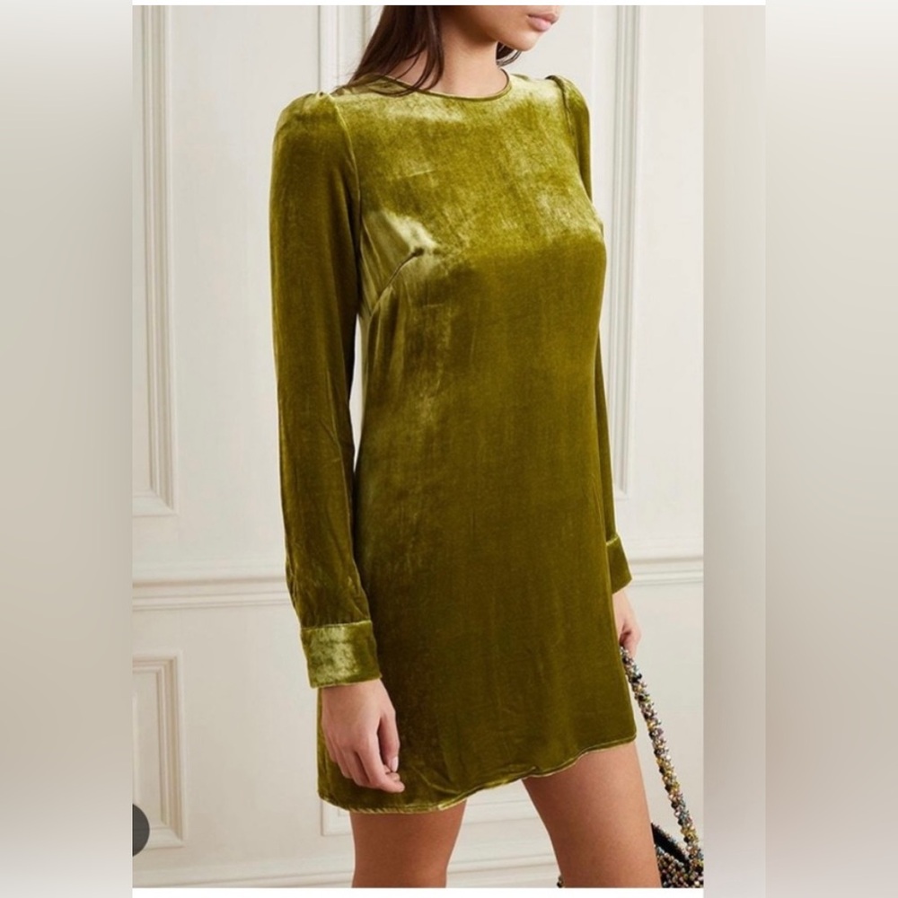 Reformation Olive Green Velvet Kyra dress
